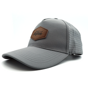 Gray Leather Patch Snapback Hat